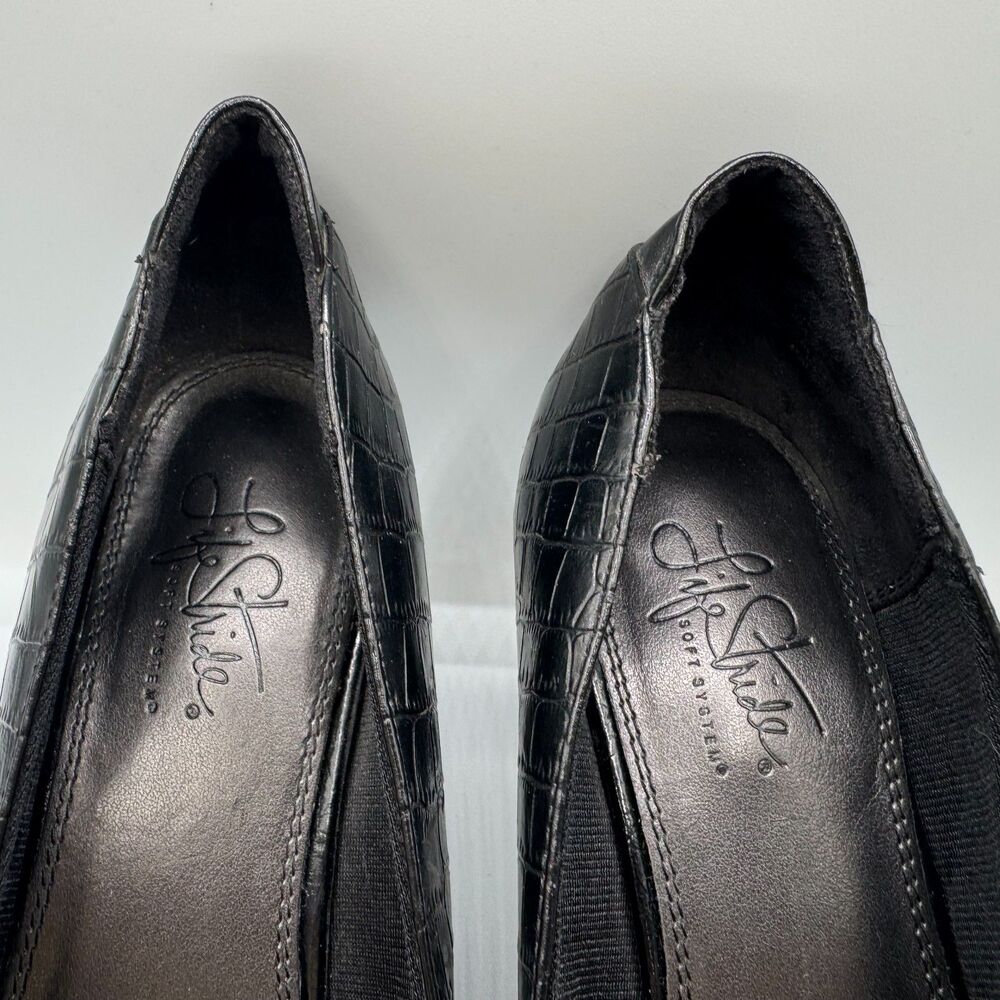Life Stride Soft System Women's Shoes Sz 9 Black Faux Reptile Pumps 3" Heels - Picture 8 of 12